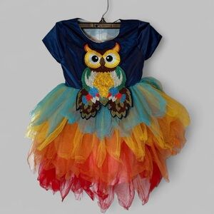Vibrant Owl Kids Costume Dress with Tulle Skirt